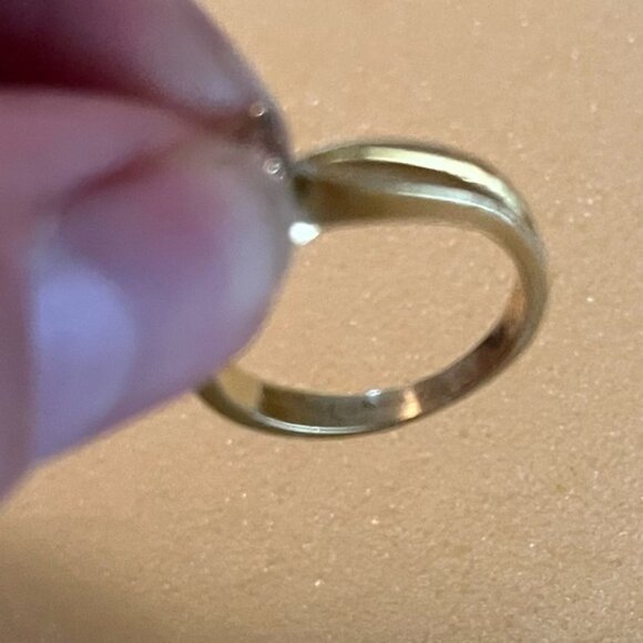 Natural Diamond Engagement Ring Unique band Thick gold strong band Size 5 - Picture 6 of 6